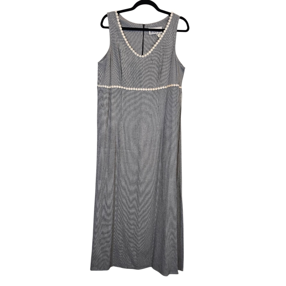 Boutique Decked Out Size 12 Acetate Blend High Waist Check Pattern Maxi Dress